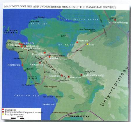 mapa pohřebišť a podzemních mešit